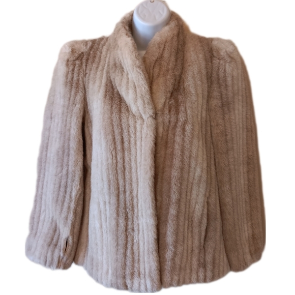 Vintage Jackets & Blazers - Cream Vintage Faux Fur Jacket, Retro Fall Winter Glam Coat 70s 80s Fashion